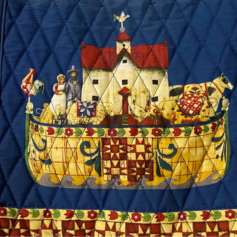Jim Shore Blue Quilted Tote with Noah's Ark Design